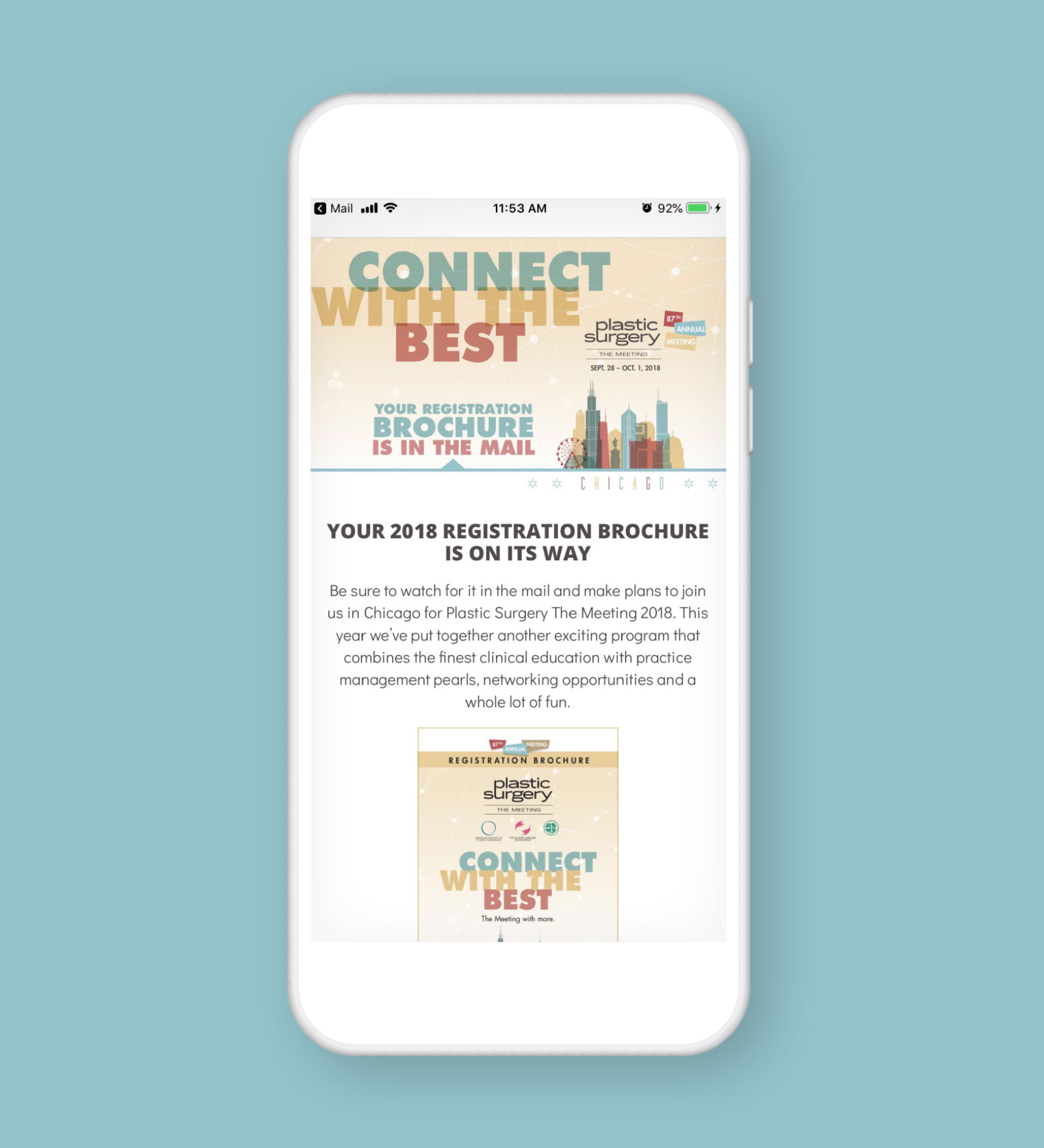 ASPS PSTM 2018 email on mobile device