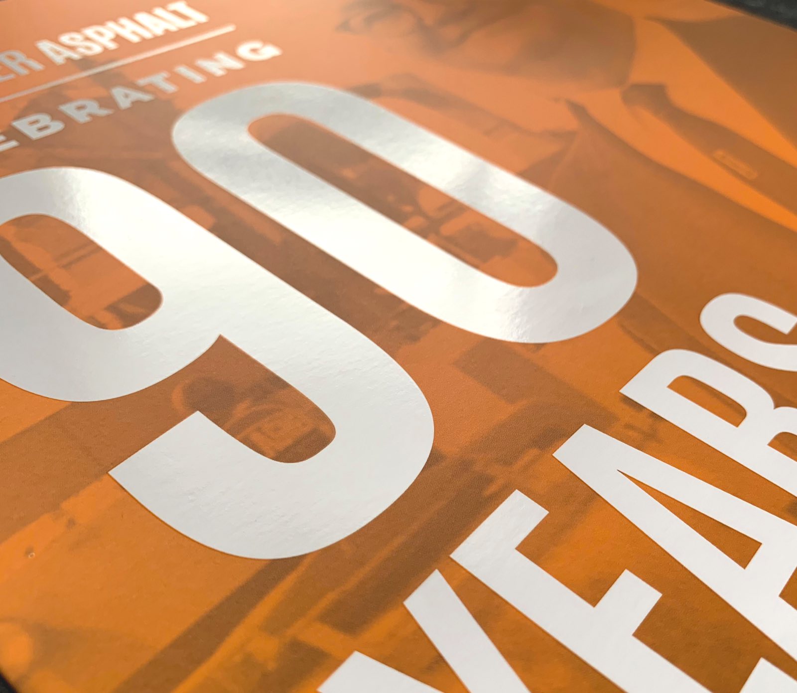 Interior detail of Gallagher Asphalt 90 Year Anniversary mailer